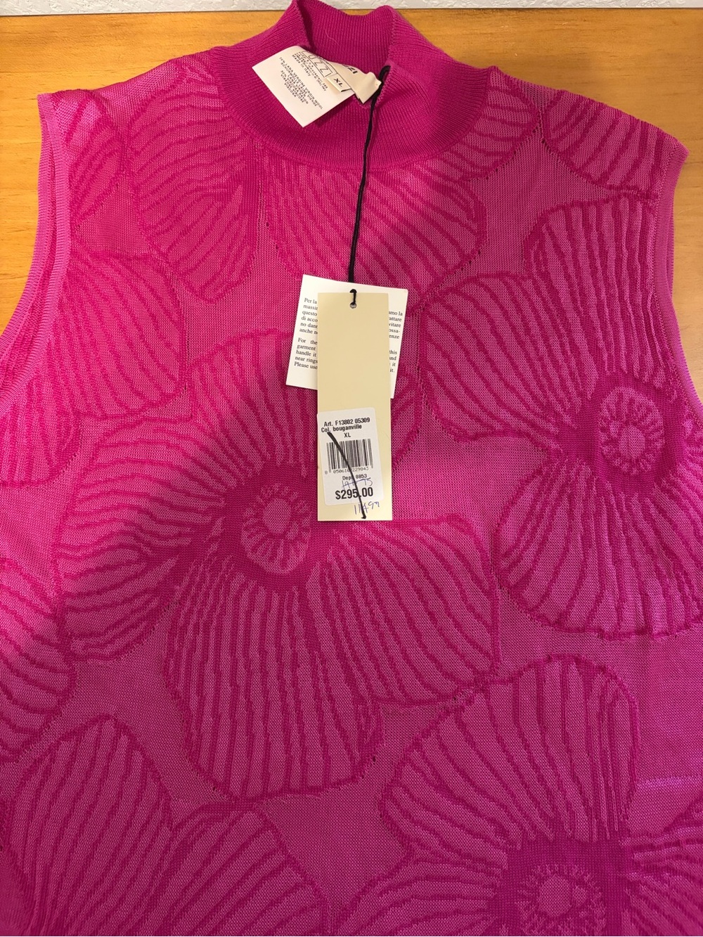 Sleeveless Floral Jacquard Tank Top - Magenta